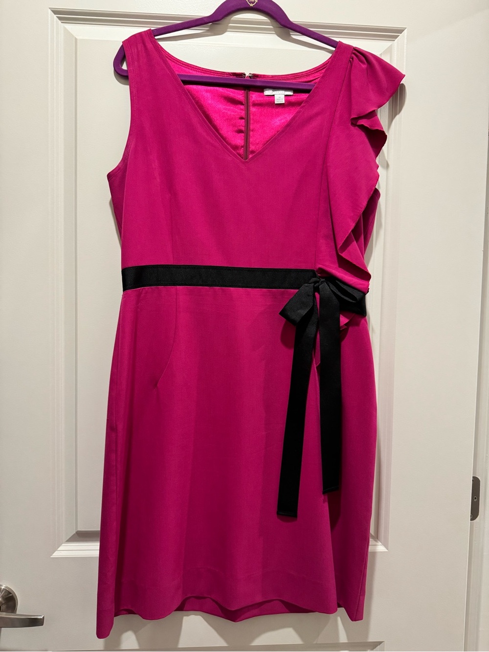 New York & Company Hot Pink Dress with Black Trim